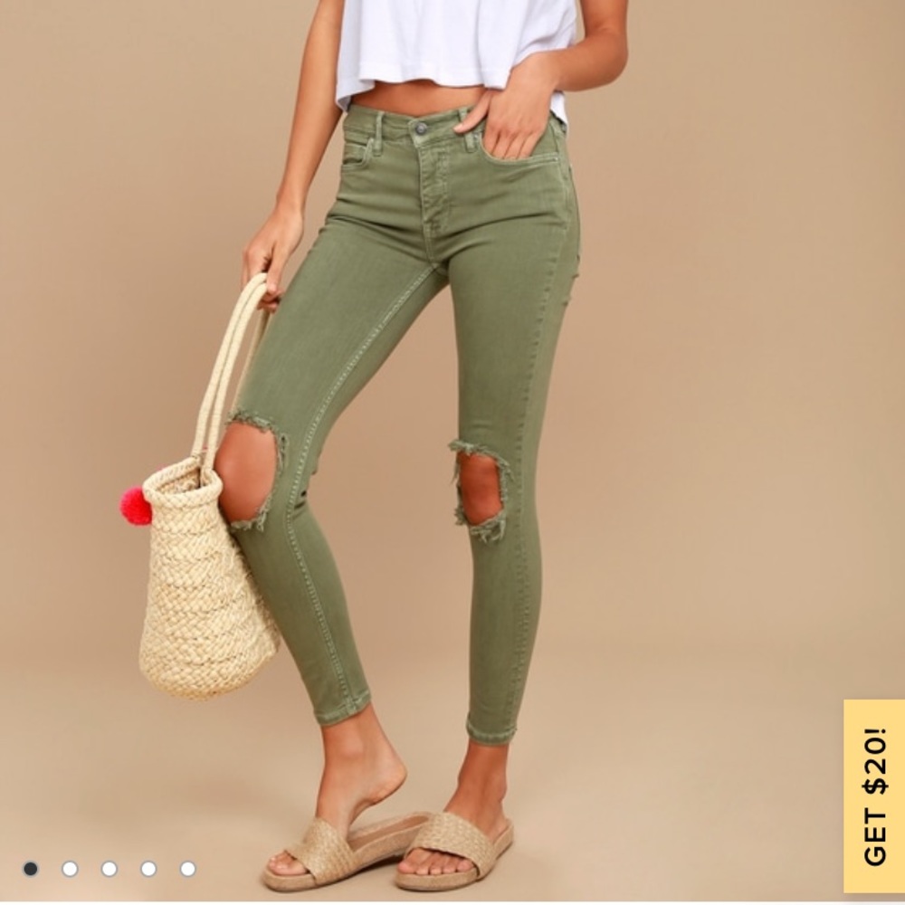 FP high rise busted knee skinny jeans
